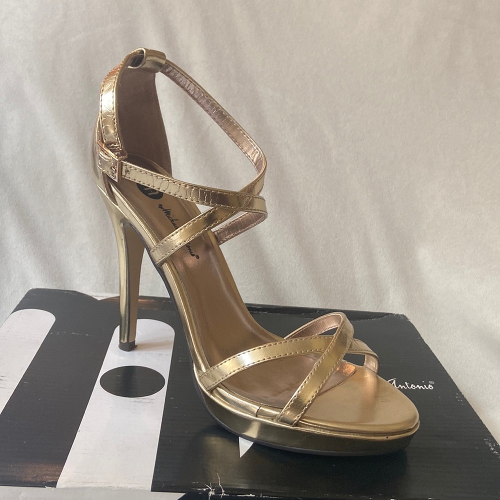 Michael Antonio Gold Metallic Heel